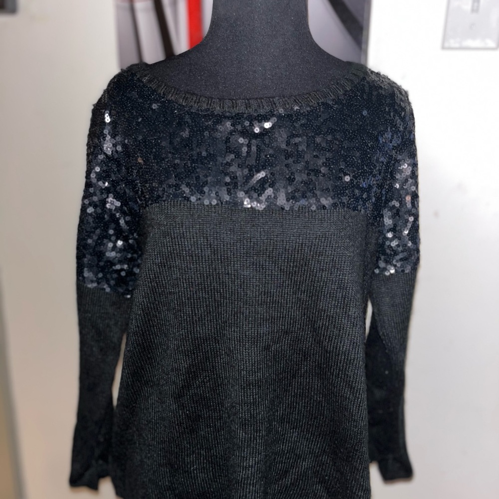 Topshop black sequin sweater - 10 (M)